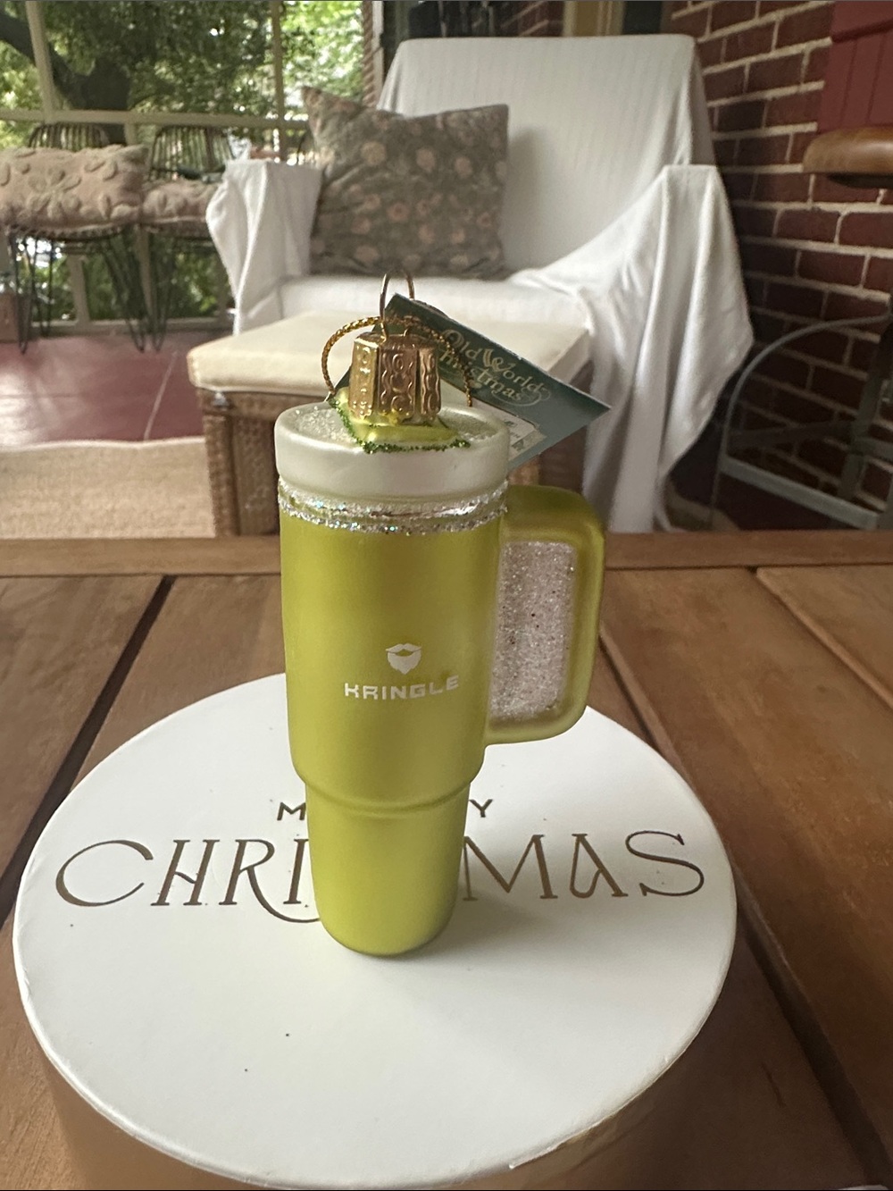 Old World Christmas-Lime Green Holiday Mug Ornament
